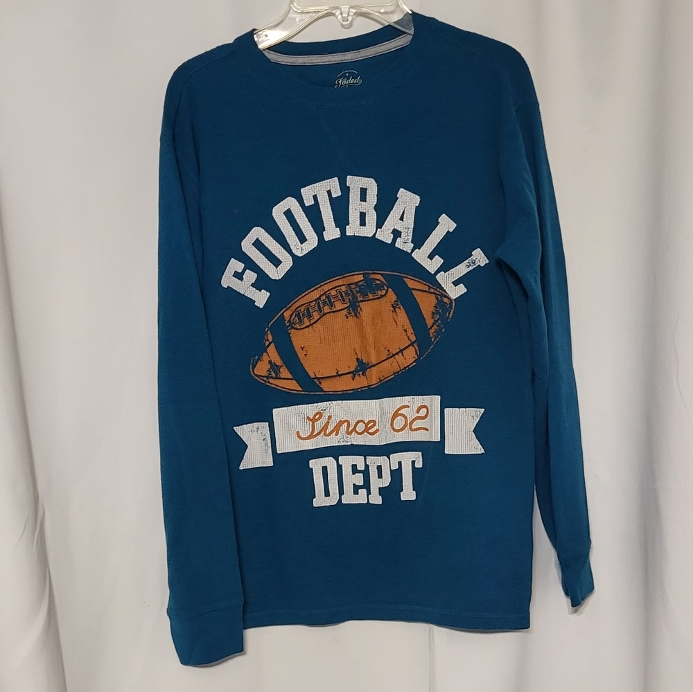 Faded Glory Boys Blue Football Graphic Long Sleeve Thermal Shirt Size XL - Picture 2 of 5